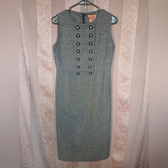 Tory Burch Dresses & Skirts - 💎 Tory Burch Women's Dress Tweed Cadet Elegant Gray Sleeveless Dress #0214